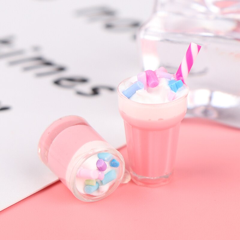 1:12 Dollhouse Miniatuur Scène Model Drinken Pretend Play Simulatie Aardbei Milkshake Poppenhuis Accessoires Kids Speelgoed