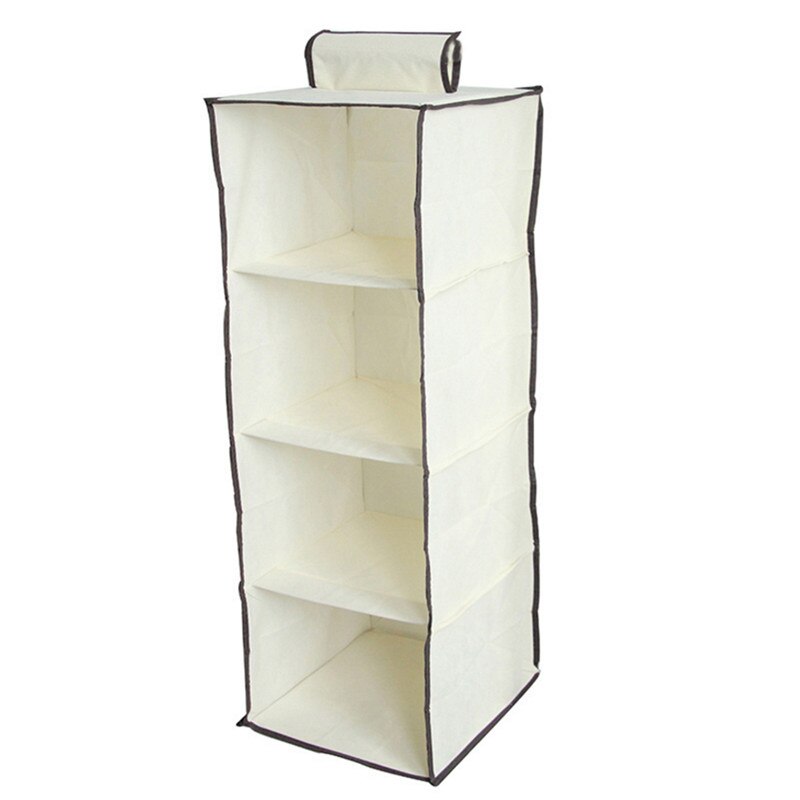 4 Tier Hanging Wardrobe Organizer Clothes Storage Home Storage Tool hanging organiser accessory for your wardrobe: Beige