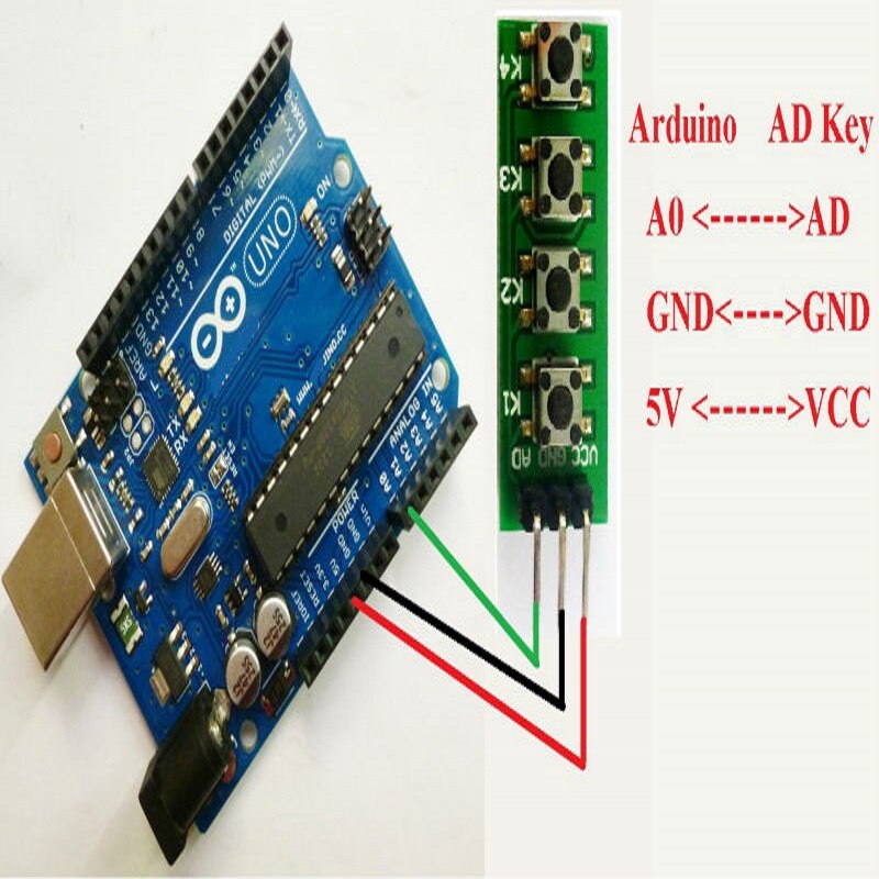 KC11B04 * 10 10PCS mit UNO MEGA2560 beispiel Code! 3,3 V 5V 4 Tasten 1 Analog ausgang AD Tastatur tastatur taste für Arduino