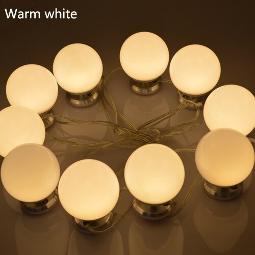 Miroir de maquillage vanité lumière LED ampoules Kit lampe 3 niveaux luminosité réglable éclairé maquillage miroirs cosmétiques lumières: EU Plug 10pcs / Blanc doux