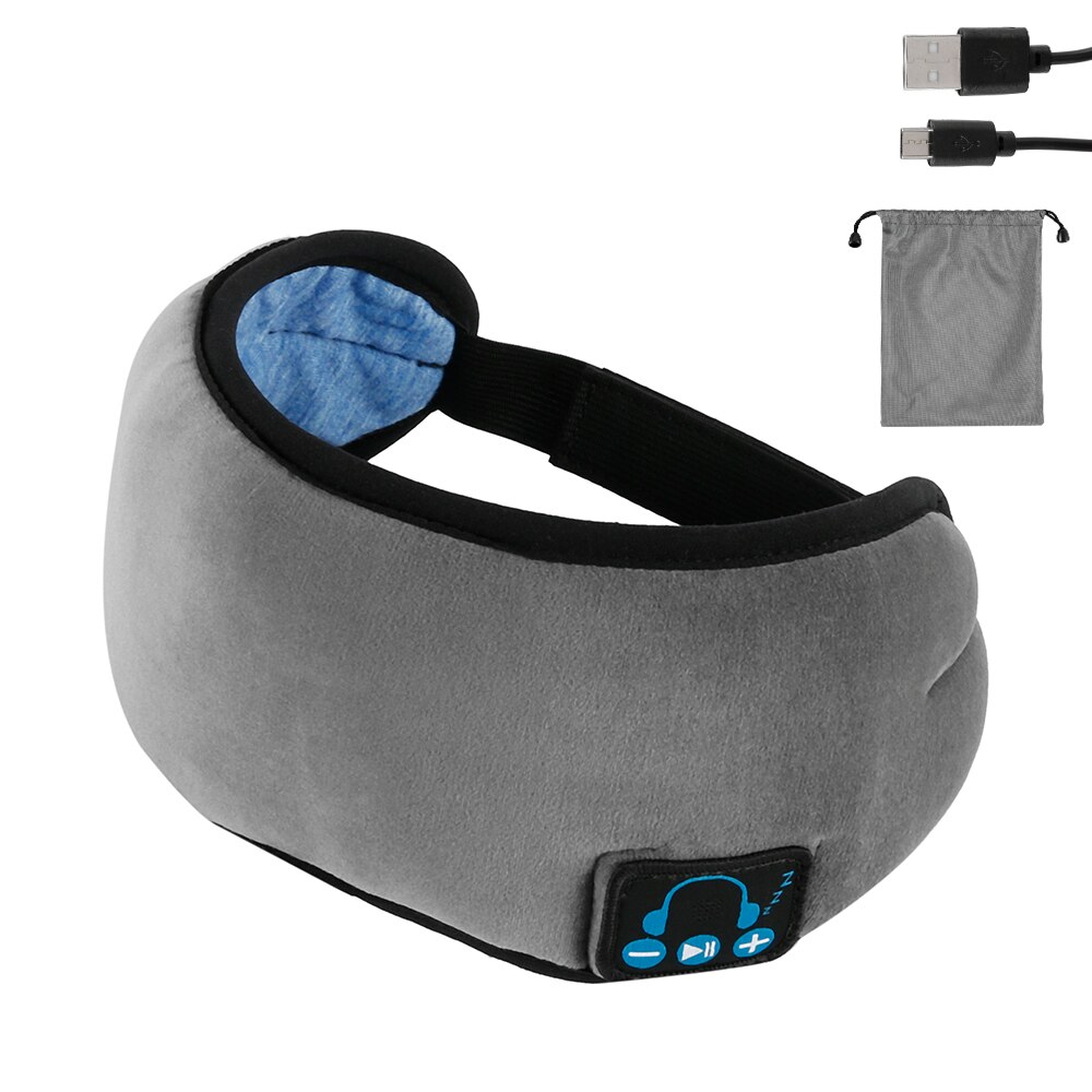 2 In 1 Wireless Ear Muffs with Earphones Headphones Sleep Mask Bluetooth Travel Handsfree Call Music Sleep Eye Mask Earmuffs: Gray
