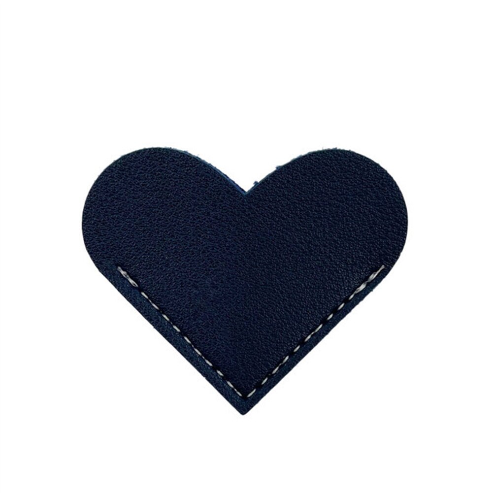 Pu Leather Heart Bookmark Book Corner Protective Cover Bookworm For Book Lover Stationery Supplies Bookmark: Blue