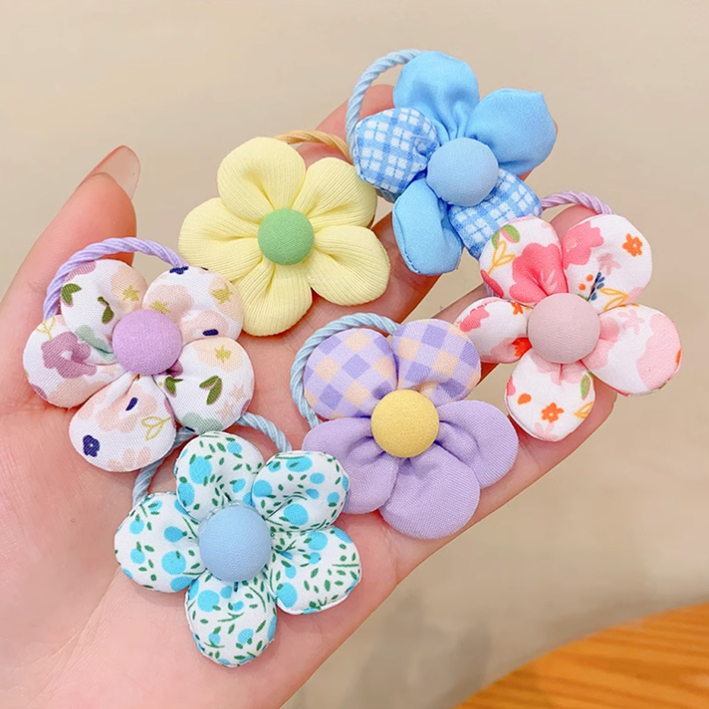 10 unids/set de lazos coloridos para el cabello con flores, coleteros elásticos, banda de goma, accesorios para el cabello de bebé para niños pequeños, niños, adolescentes y niñas