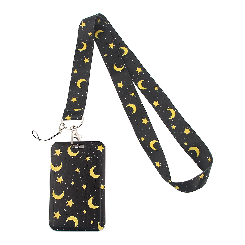 LX515 Stars and Moon Card Set Mobile Phone Belt Keychain Cheetah Badge Camera USB Keychain Lanyard Neck Strap