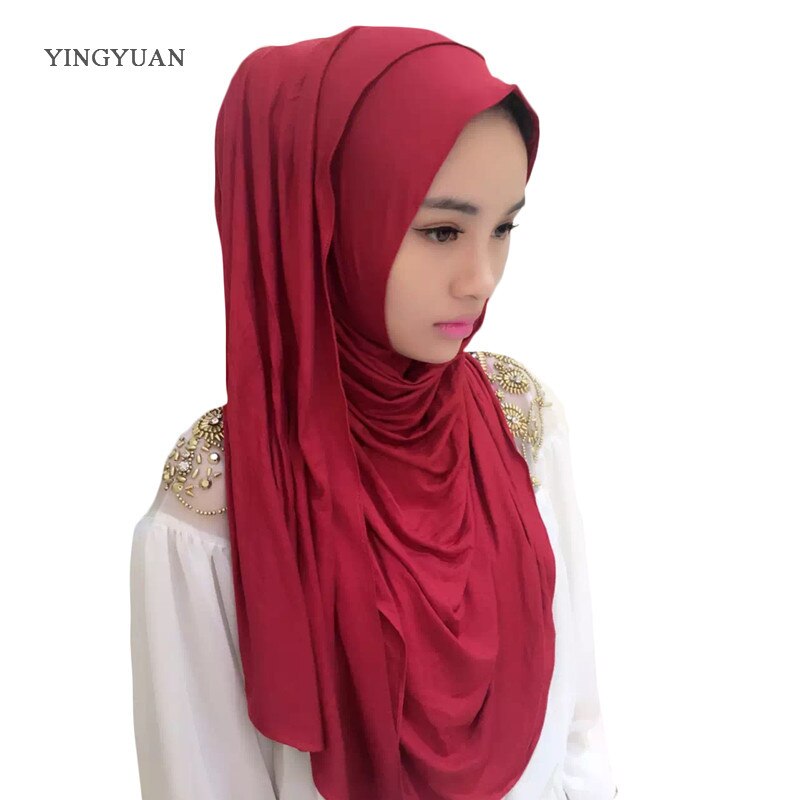 0TJ57 180*70 cm Solid Hijab Vrouwen Van Sjaals Moslim Hijaabs Hijab Mooie Mode Sjaal Cap (with1 Undescarf