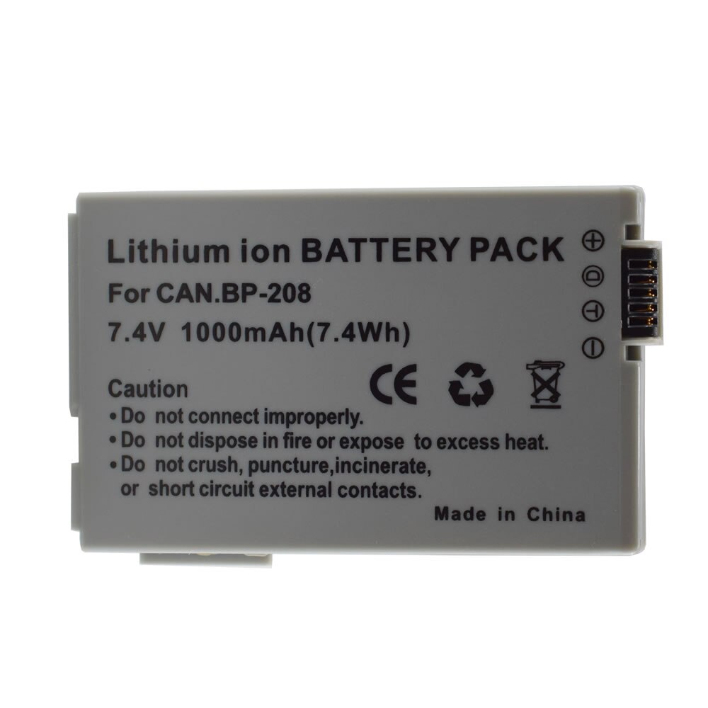 Paquete de batería para Canon BP-208, 208DG, 308, 214, 315, Elura100, FVM300, Optura S1, iVIS, DC22, DC200