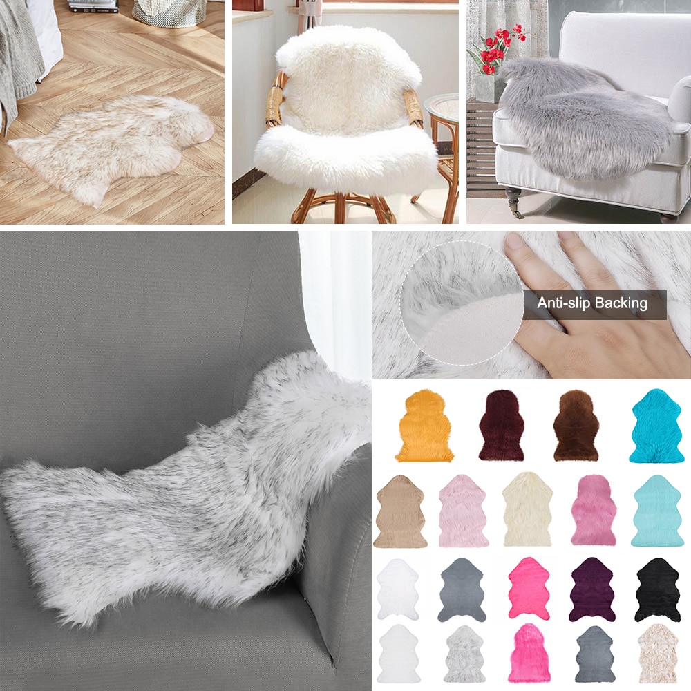 1Stck Weiches ist hingefallen Künstliche Schaffell Haarigen Teppich Für Schlafzimmer Wohnzimmer Haut Pelz Klar Teppiche Flauschigen Bereich Teppiche Waschbar faux matt