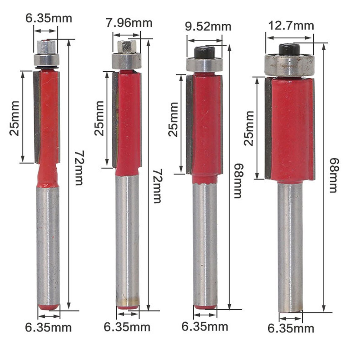 6.35mm/8mm Shank Milling Cutter Machine Set Router Bit for Wood Carbide Mill Woodworking Engraving Milling Cutting Tool 15pc-4pc
