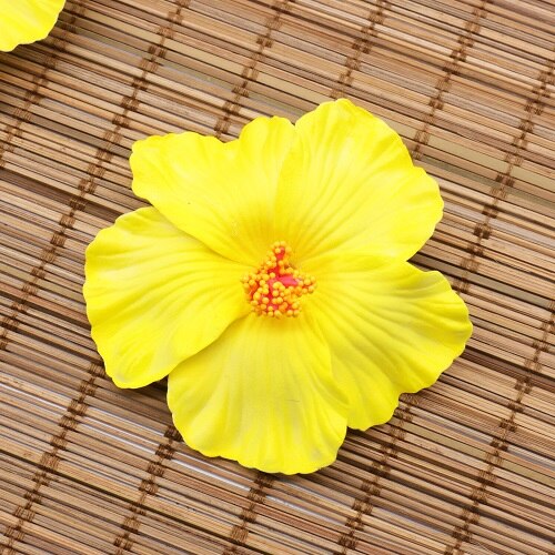 BIT.FLY 10PCS Hawaii party Hibiscus flowers Summer party DIY decorations Artificial PE hibiscus flower Hula girls headwear: Yellow