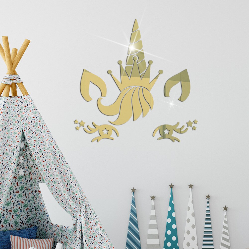 Kawaii Einhorn Acryl Zauberstab Aufkleber Spiegel Aufkleber Tapete Schlafzimmer Wohnzimmer Dekor Hause Dekoration Zubehör