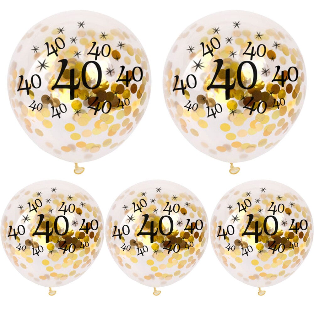 5Pcs Ballon 30 40 50th Happy Birthday Age Confetti Filled Balloons Wedding Party Decor Decoration Adult Kids Latex Ballon: B