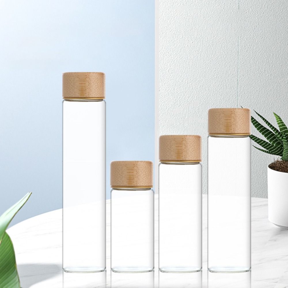 Botellas dispensadoras de vidrio, frascos de especias sellados, tanque de almacenamiento transparente, herramienta de almacenamiento, botellas de vidrio con tapas de madera