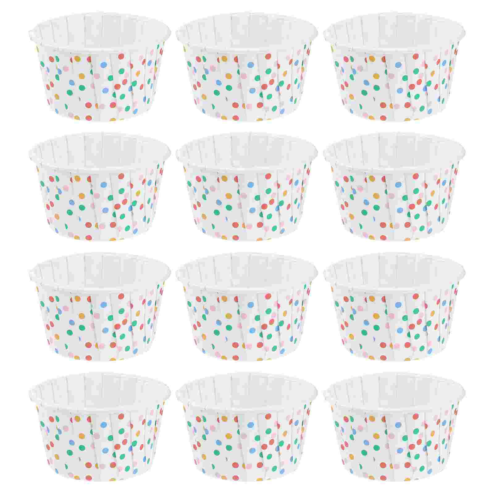 100pcs Paper Ice Cream Cups Disposable Cake Cup Dessert Bowls Party Supplies for Baking Wedding Birthday (Colorful): Default Title