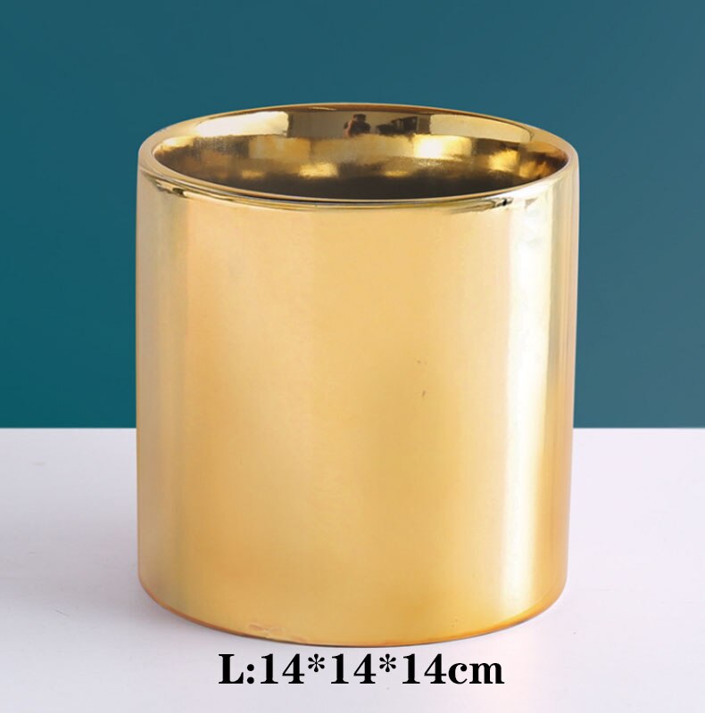 nordisch Goldene Keramik Überzug Blume Topf Balkon Kaktus Orchidee Sukkulenten Pflanzer Blumentopf Schreibtisch Handwerk Dekorative Ornamente: L-Gold