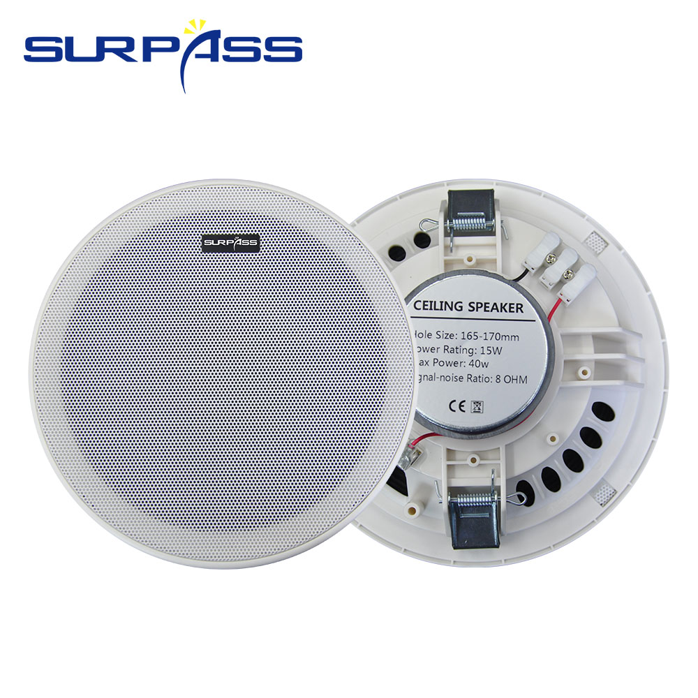 Ceiling Speaker PA System HiFi Stereo Sound Home Audio 15W Frameless Narrow 6&#39;&#39; Public Address Background Music In Wall Audio