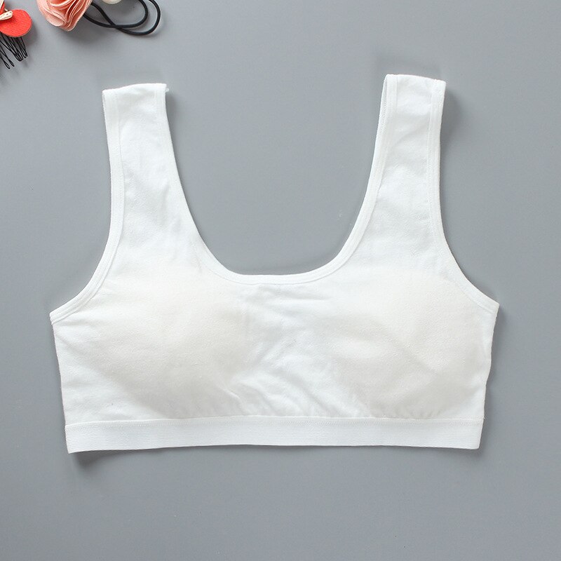 Girls Bra Developmental Vest-style Students Pure Cotton U-shaped Teenage Training Bra Children's Short Bra Sports Breathable: A