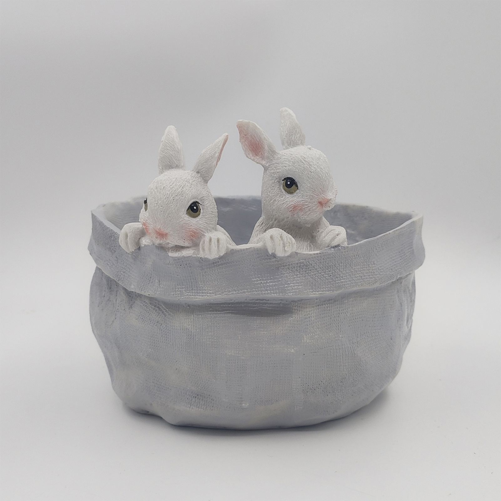 Maceta de conejito de Pascua, adorno realista con textura peluda, de conejo, florero decorativo que no se decolora, maceta artística Irregular