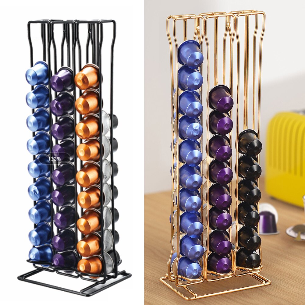 60 Coffee Capsules Storage Rack Organizer Pods Holder Display Stand Dispenser Capsule Storage Durable Iron Space Saving pictures