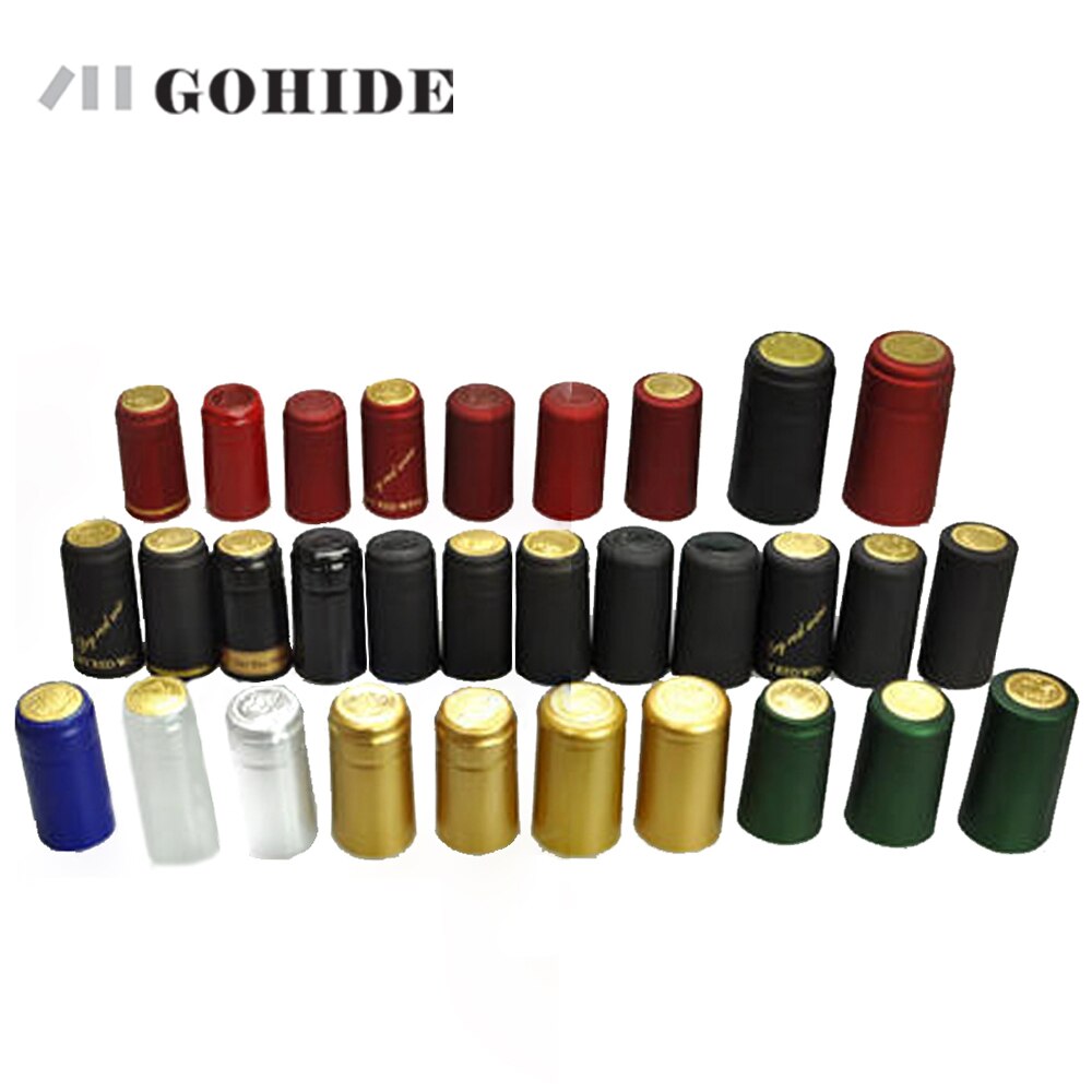GUHD 50pcs/lot Wine Bottle Cap Thermal Heat Shrinkable Heat shrinkable Cap Wine brewed PVC Heat Shrinkable Packaging Materials