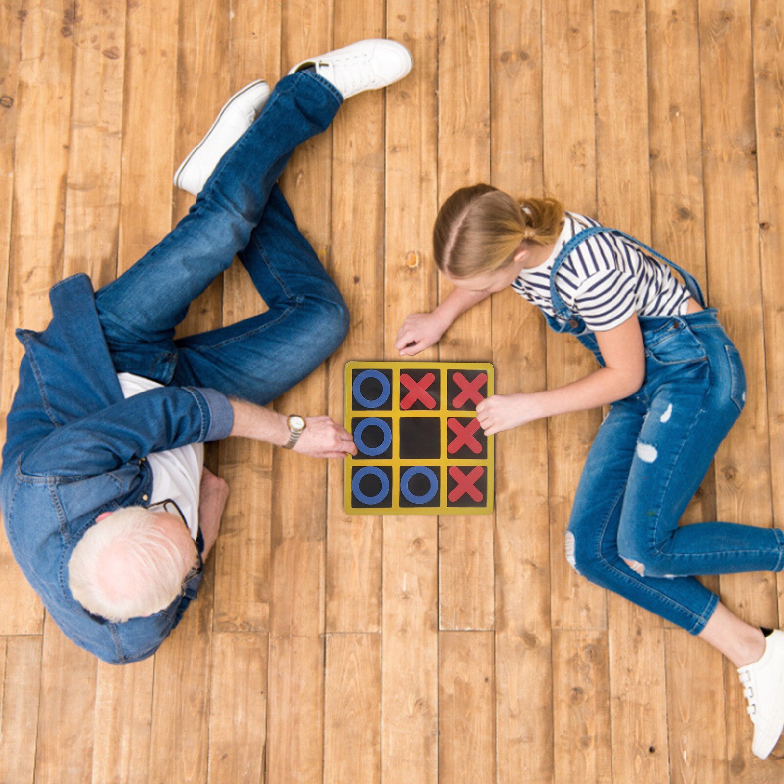 Noughts And Crosses Educational Puzzle Kids Children Wooden Board Games Indoor Playing Tic-tac-toe Noughts Family Puzzles