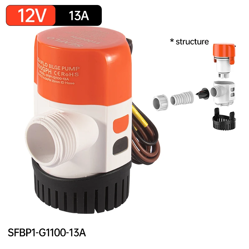 ​ SEAFLO 12V Aerator Live Bait Well Pump, Submersible Marine Cartridge Bilge Pump for Boat, Yacht, Saltwater & Freshwate: WHITE