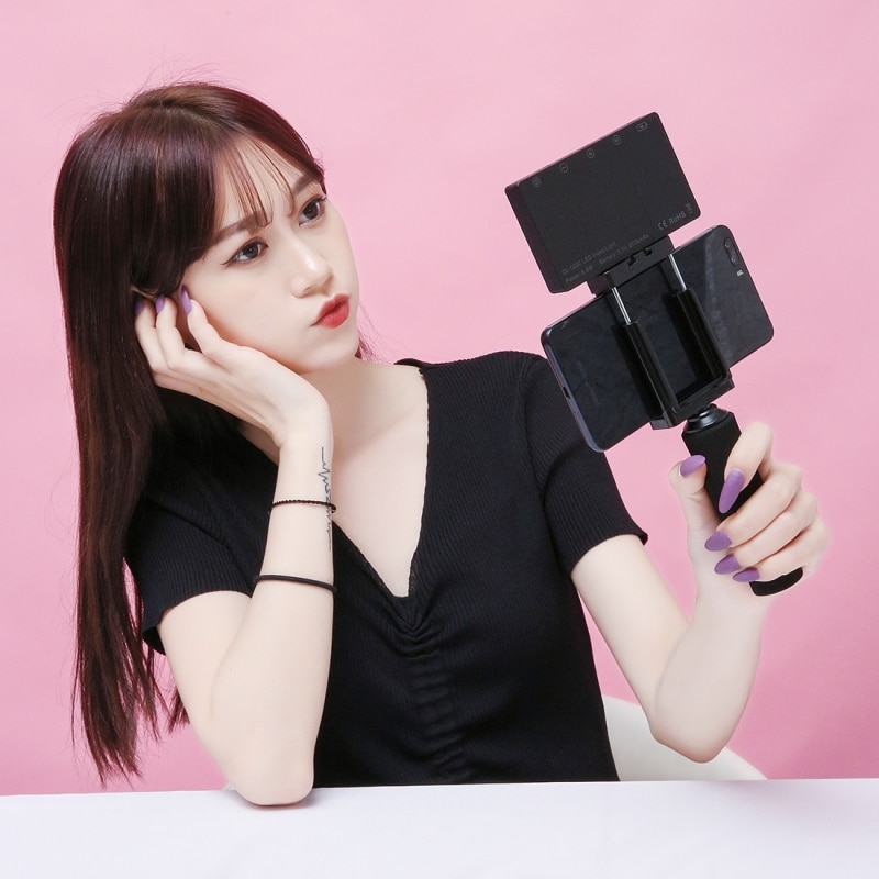 Weiß/RGB LED Video Licht Stativ Auf Kamera Foto Studio Beleuchtung Vlogging Füllen Licht Lampe Halfter Für Smartphone DSLR SLR Kamera