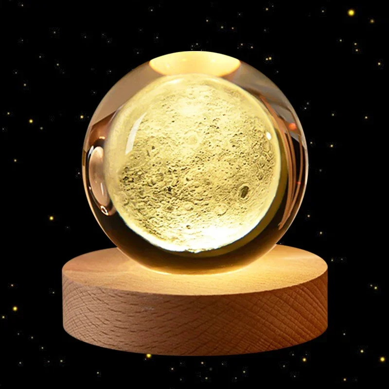 Bola de cristal 3D de 6cm, bola de cristal, Planeta Tierra, Base de madera, sistema Solar, astronomía de galaxia, de cumpleaños, decoración de escritorio para el hogar: royal blue