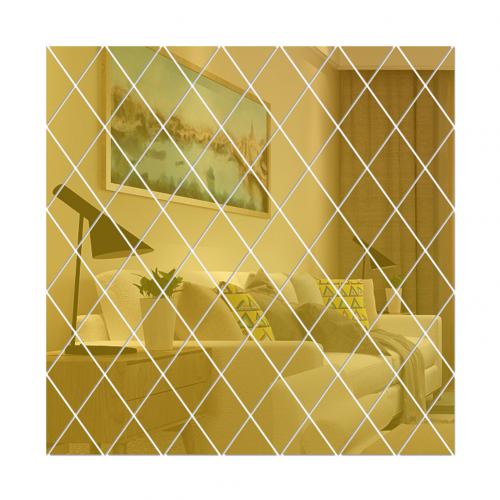 Rhombus form 3d spejl væg klistermærker diamanter trekanter akryl væg spejl klistermærker til børneværelse stue boligindretning: Gylden / L