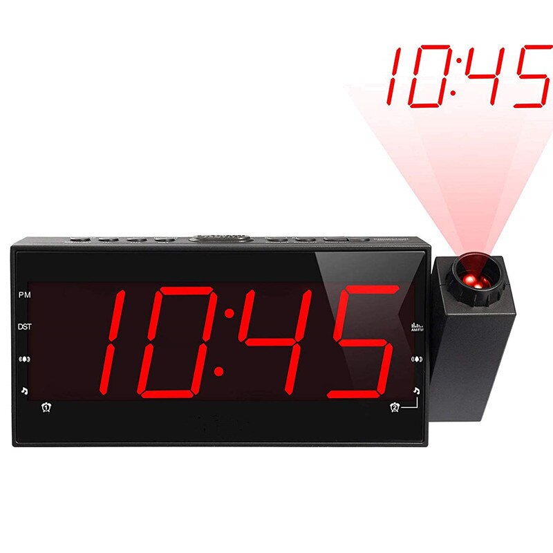 USB Digitale Projektion Wecker nasser Bahnhof Temperatur Schreibtisch Zeit Datum Anzeige Projektor Kalender aufwachen hoch Tisch LED Uhr: Stil F rot