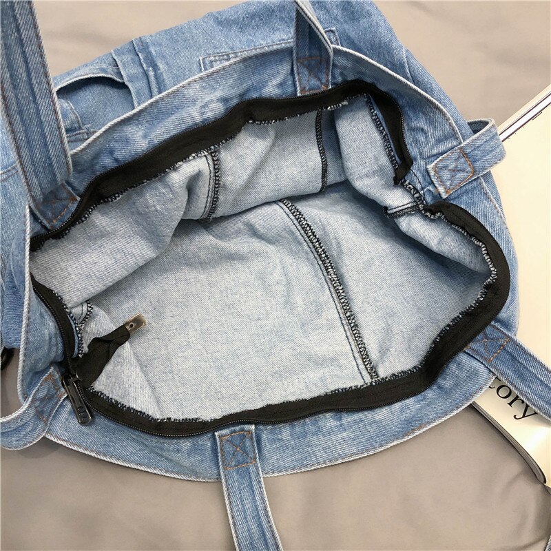 Denim Tas Meisje Grote Capaciteit Canvas Tas Vrouwen Messenger Bag Literaire Stijl Koreaanse Versie Van Tote Student schoudertas
