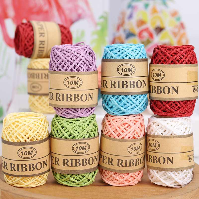 Raffia-garen voor breien en haken, lintdraden voor geschenkverpakking, touwambachten, doe-het-zelf, 7 strengen, 70 m,