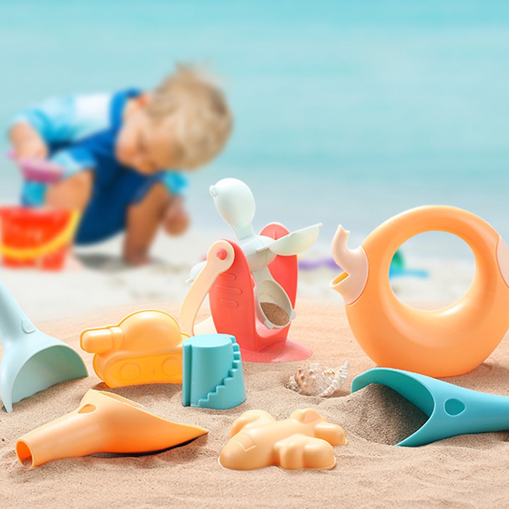 Juguetes de playa para niños, kit de juguetes playeros infantiles, baldes, palas, caja de arena, rastrillo, animales marinos de goma suave para niños pequeños, 5-17 uds.