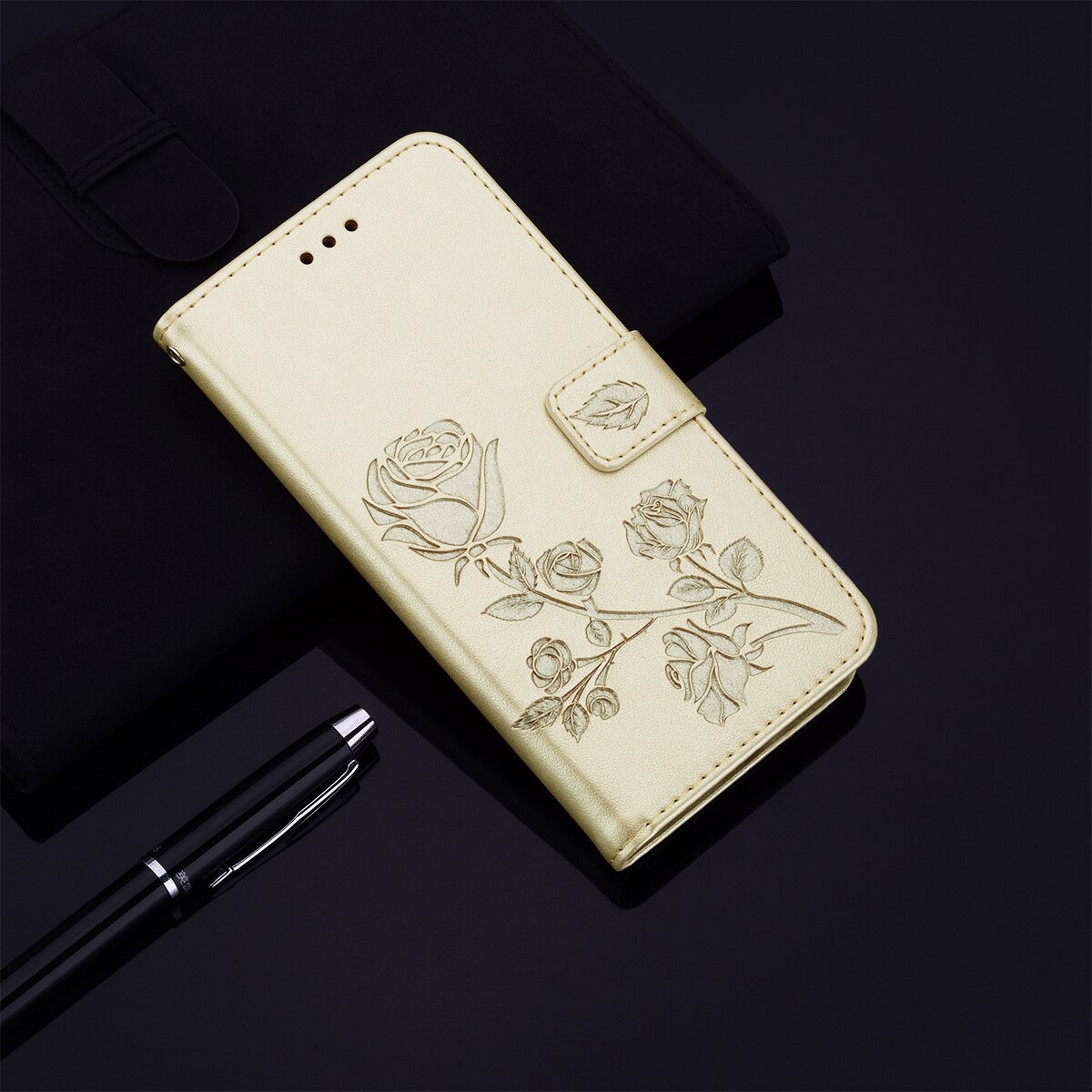 kippen Leder Telefon fallen Für Samsung J2 Blume Brieftasche Tasche Abdeckung Fällen Für Samsung Galaxis J2 Profi J250F j250 SM-J250F: Gold