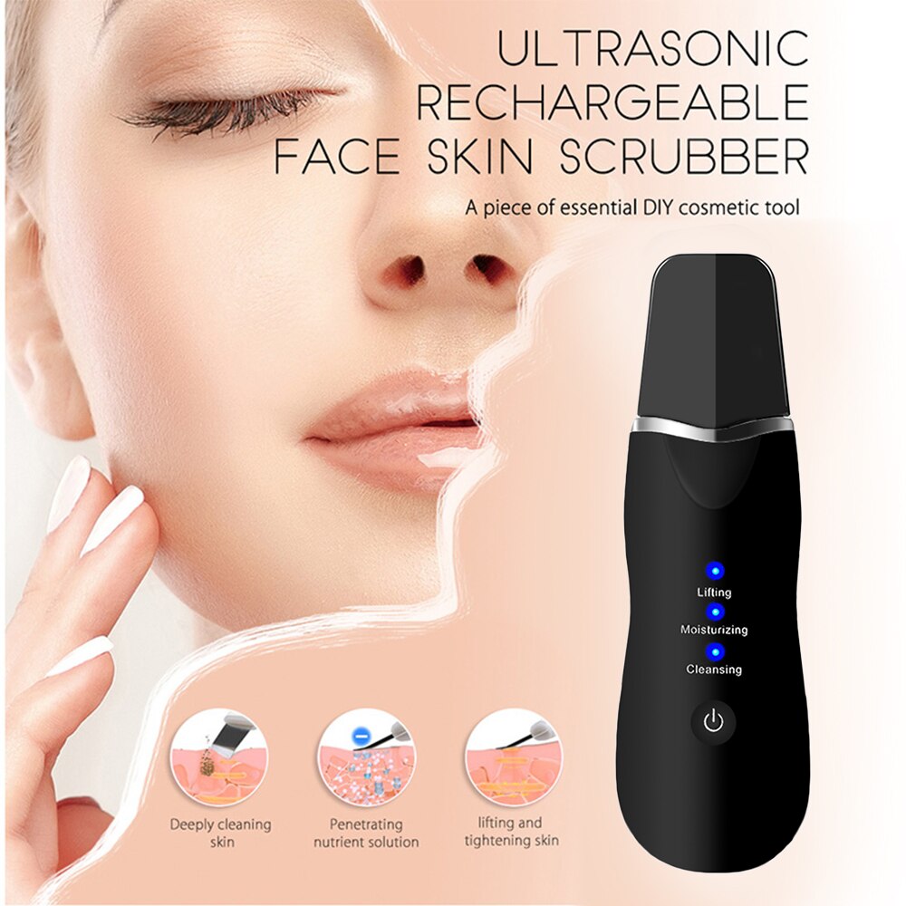 Facial Cleansing Shovel Ultrasonic Scrubber Deep Cleansing Face Scrubber Exfoliating Skin Scraper Peeling Beauty Instrument