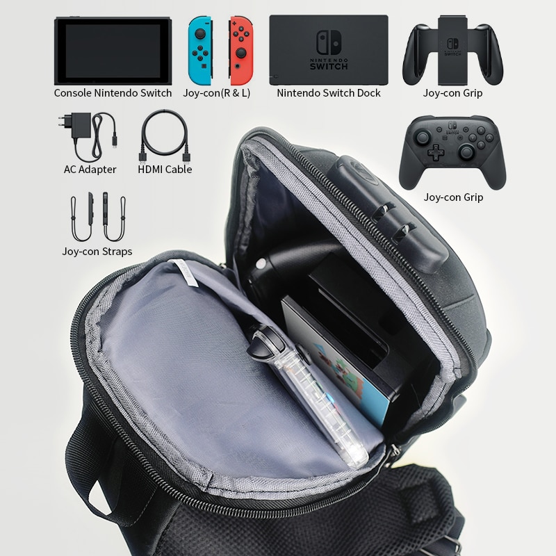 DATA FROG-Bolso de almacenamiento cruzado multifunción para Nintendo Switch, bolsa de hombro de viaje impermeable para ordenador portátil, bolsa de pecho Digital