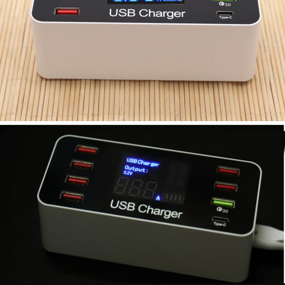 8 Hafen USB Ladegerät Schnell Ladung 3,0 Multifunktions USB Hub Ladegerät LED-anzeige Mehrere USB Telefon Universal- Ladestation