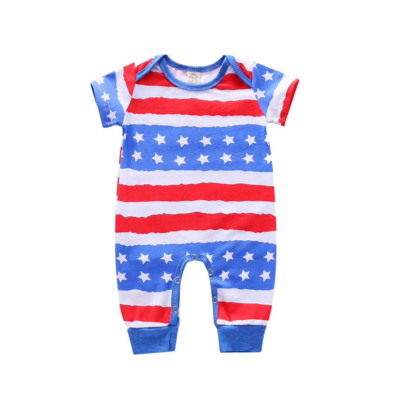 Barboteuse pour bébé garçon et fille, vêtement d'été pour enfant en bas âge, motif étoiles et rayures, style patriotique,
