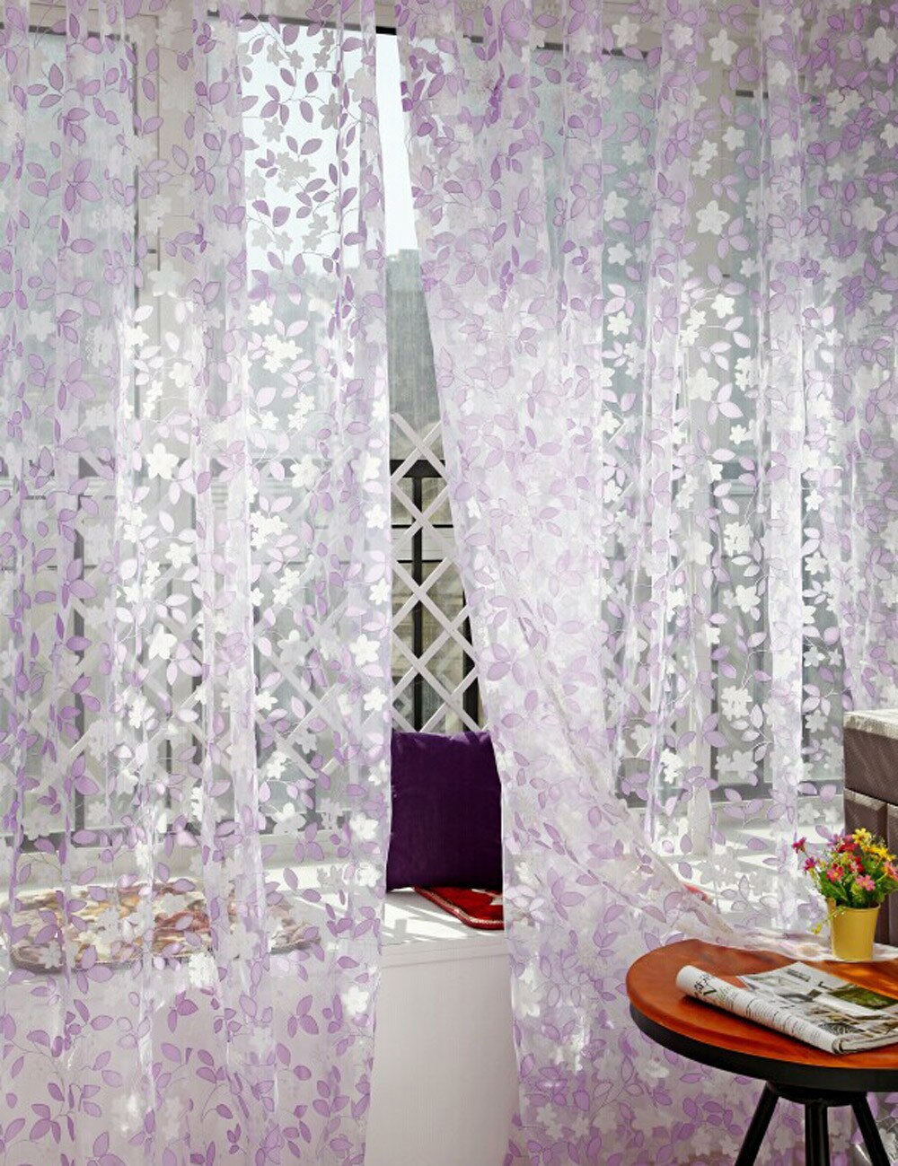 Cortinas De Gasa Transparente Para Ventana, Tela De Lino Floral Noble Para Dormitorio Cafeter A Decoraci
