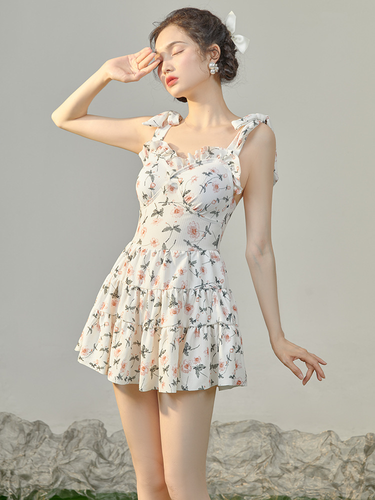 Swimsuit Women Summer One-piece Swimwear Female Skirt Bathing Suit Push Up Slimming Korean Swimdress