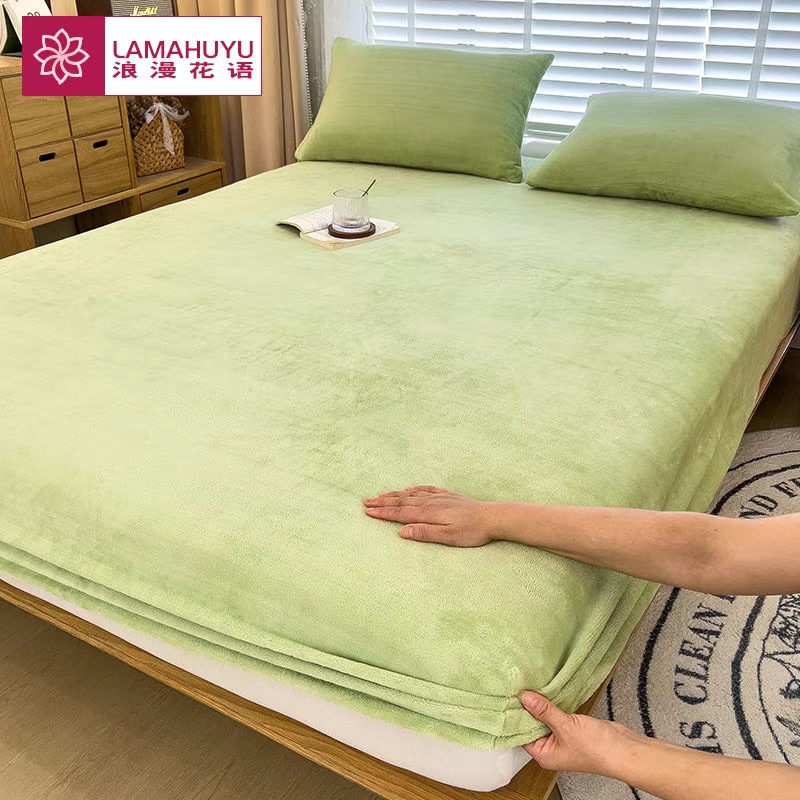 Morbido e caldo lenzuolo con angoli in peluche, coprimaterasso elastico, soffice biancheria da letto in mucchio corallo, biancheria da letto matrimoniale di lusso per coppia invernale: 100cm*200cm / nero