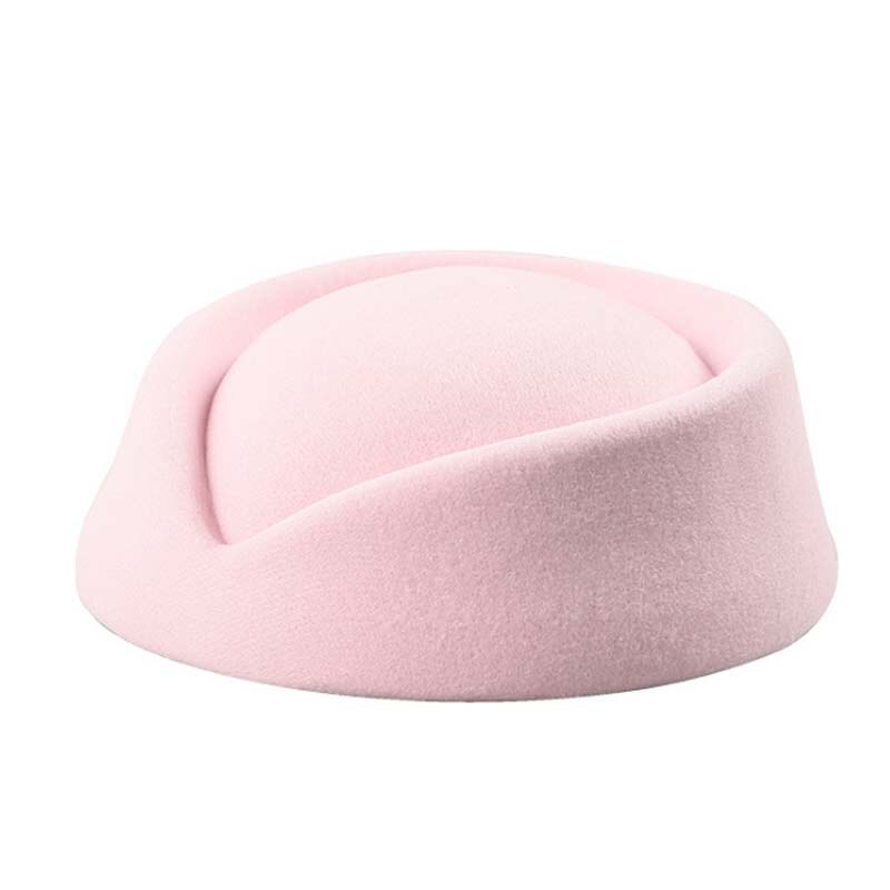 Gode kvinder uld kasket stewardesse pilleæske hat filt baret dråbefascinator base sød: Lyserød