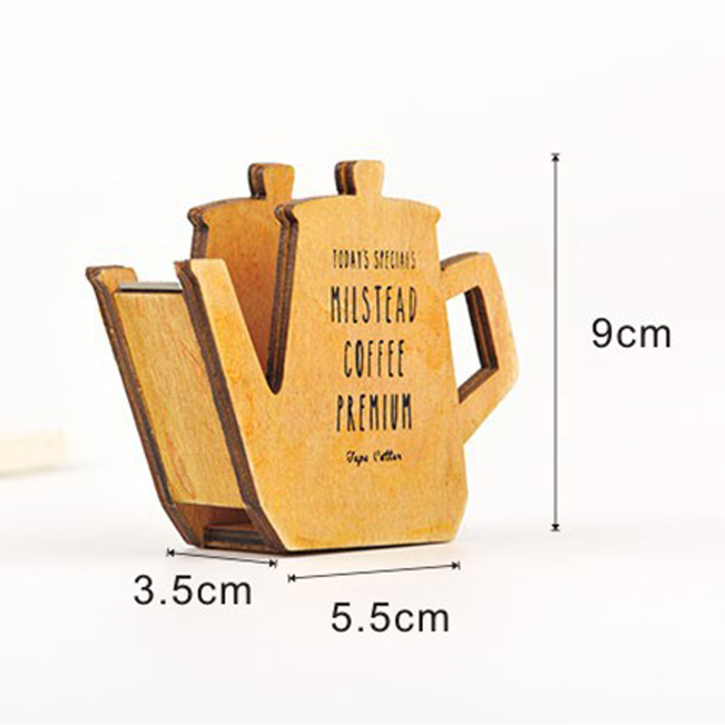 tape dispenser Transparent tape cutter retro coffee pot shape wood adhesive tape machine tape for sealing packing machi