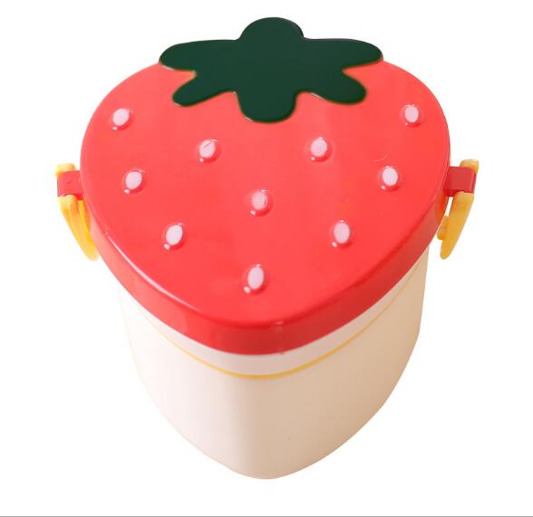 1PC Two layers Cute Strawberry Shape Lunch Boxs Food Fruit Storage Container Portable Bento Box Anti Leakage Food NV 002