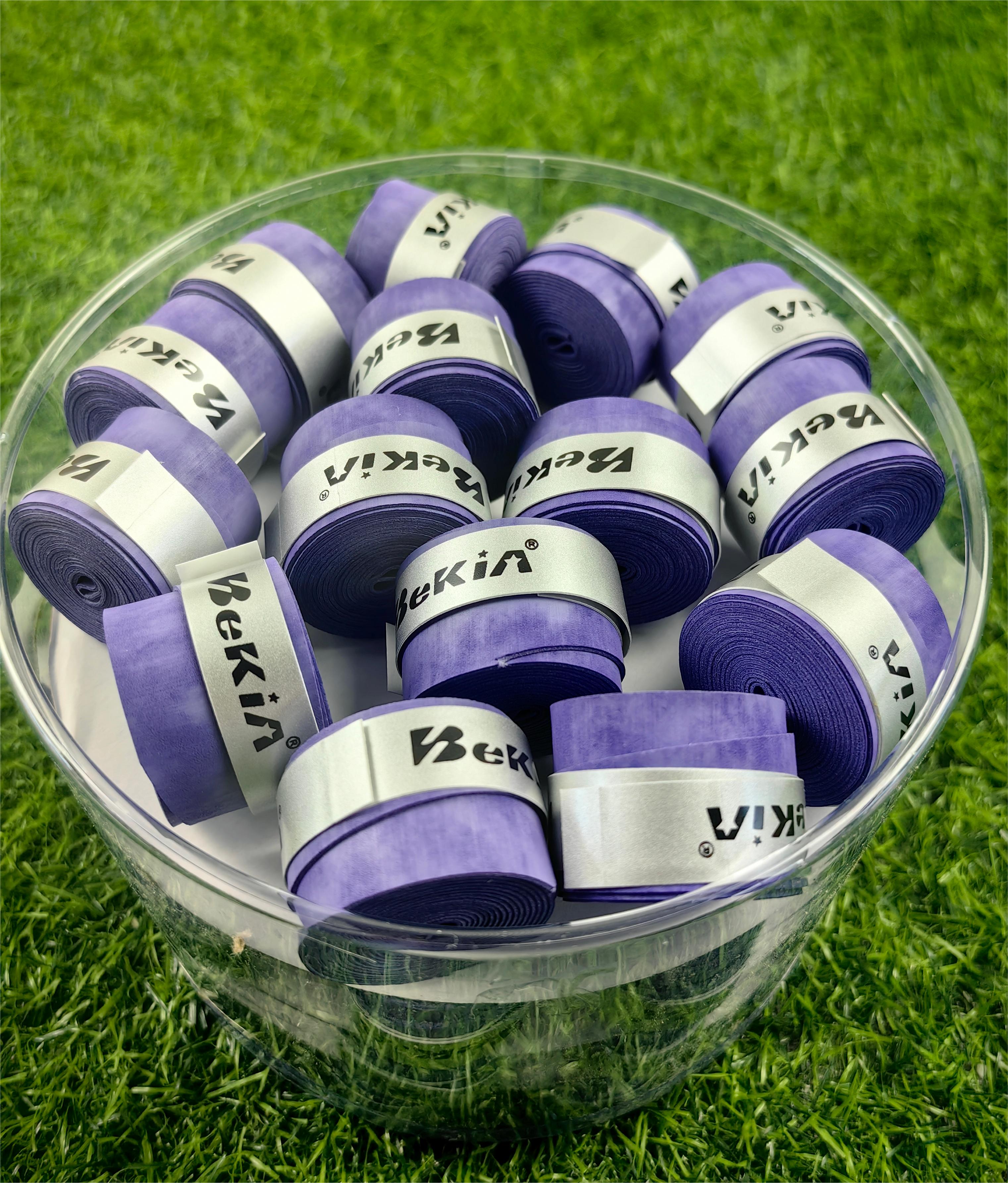 60 kpl/pakkaus kuiva tennismailan kahva liukumaton hikeä imevä suojus tapit sulkapallokahvat mailan tärinäsuoja hikinauha: Violetti