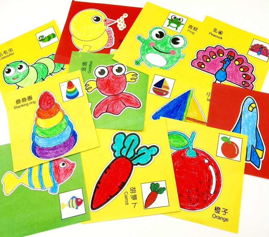101pcs Children Cartoon Color Paper Folding and Cutting & Stamps Drawing Toys Kingergarden Art Craft DIY Educational Toys ZXH