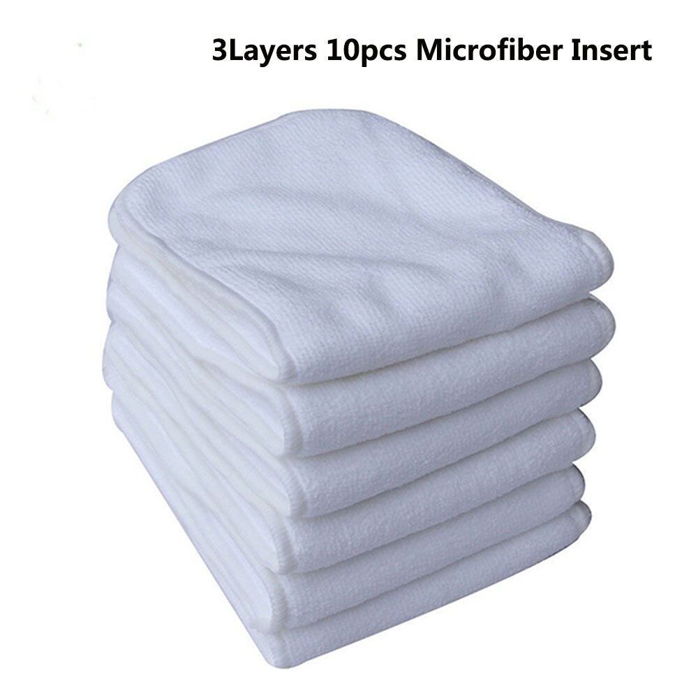 Washable Adult Diaper 5 Layers Bamboo Charcoal Cloth Nappy Liner Super Absorbent Reusable Incontinence Adult Diaper Insert Pad: 10pcs 3layers insert