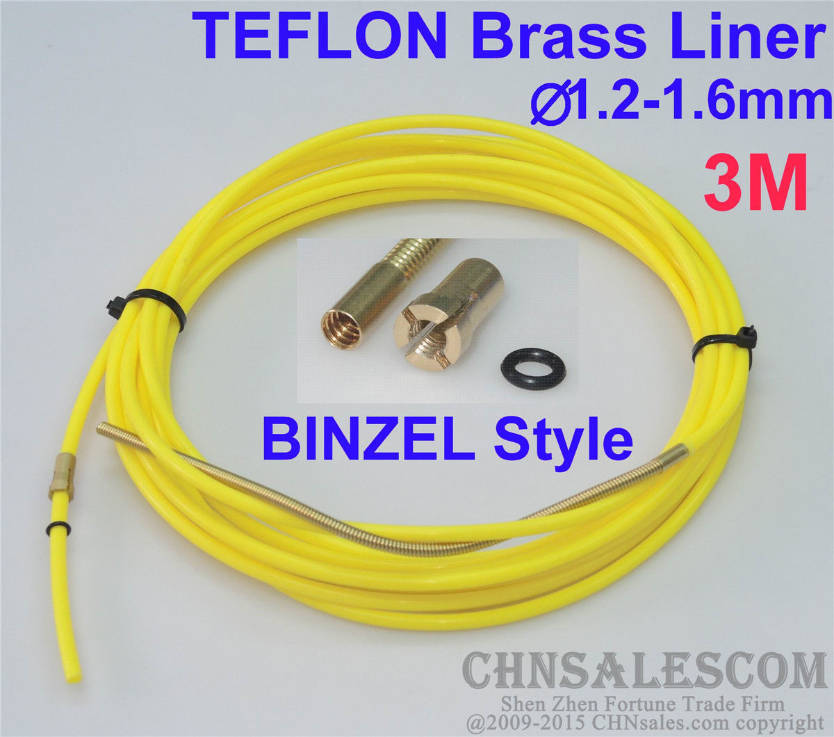 CHNsalescom BINZEL Stijl PTFE met Messing Liner en Cooper Terminal 1.2-1.6mm Draad 3M 10ft Geel