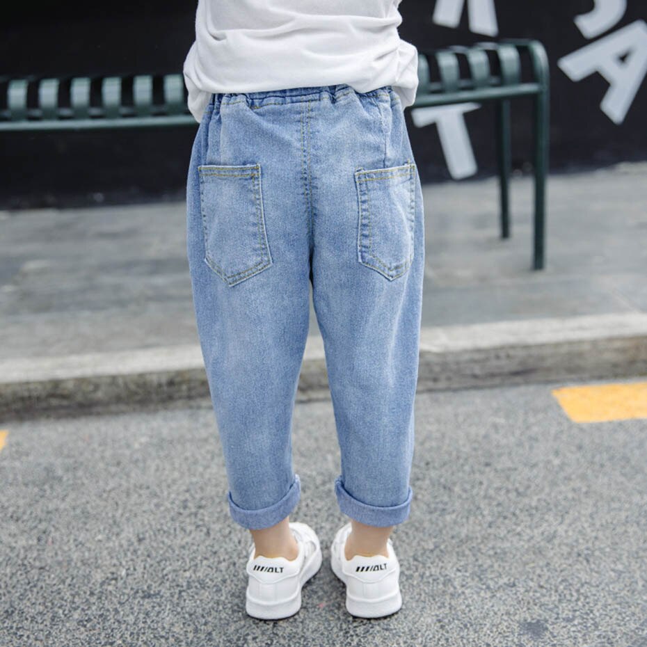 Pantalones vaqueros de Color sólido para niña, vaqueros de estilo informal para niña, ropa de tela vaquera para niño