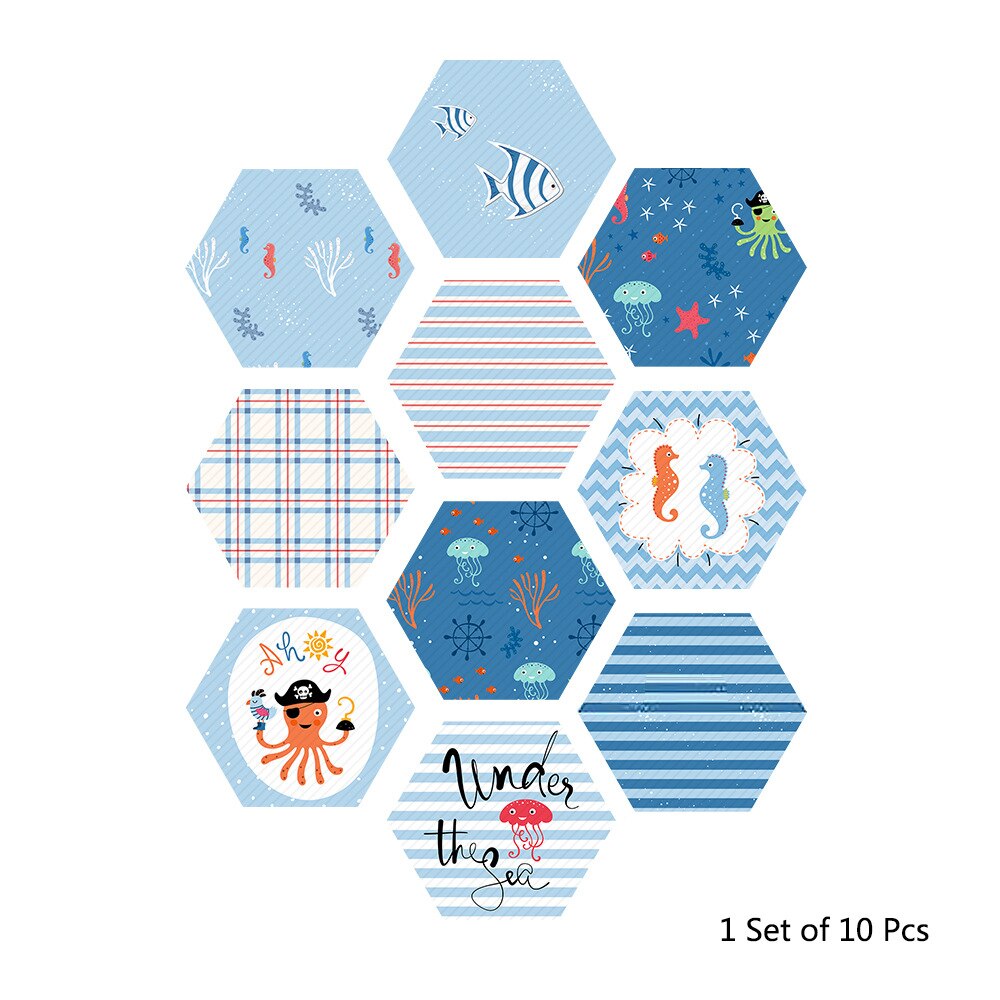 10pcs/Set PVC Imitation Marble Hexagonal Tile Stickers Bathroom Kitchen DIY Home Nonslip Floor Tiles DIY 3D Stickers Home Decor: 02