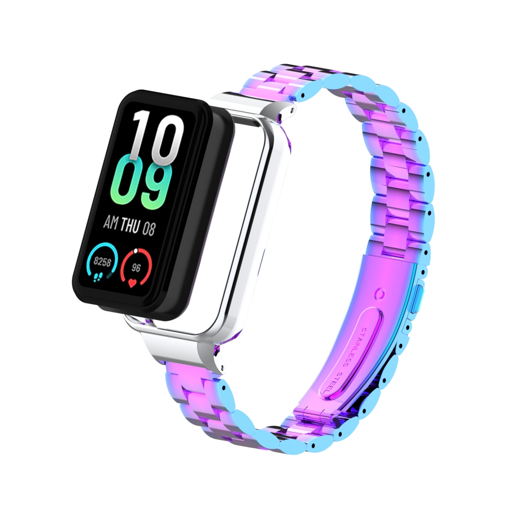 Metal Replacement Strap for Amazfit Band 7, Solid Stainless Steel, Three-Bead Metal Strap, Suitable for Amazfit Band 7: MULTI